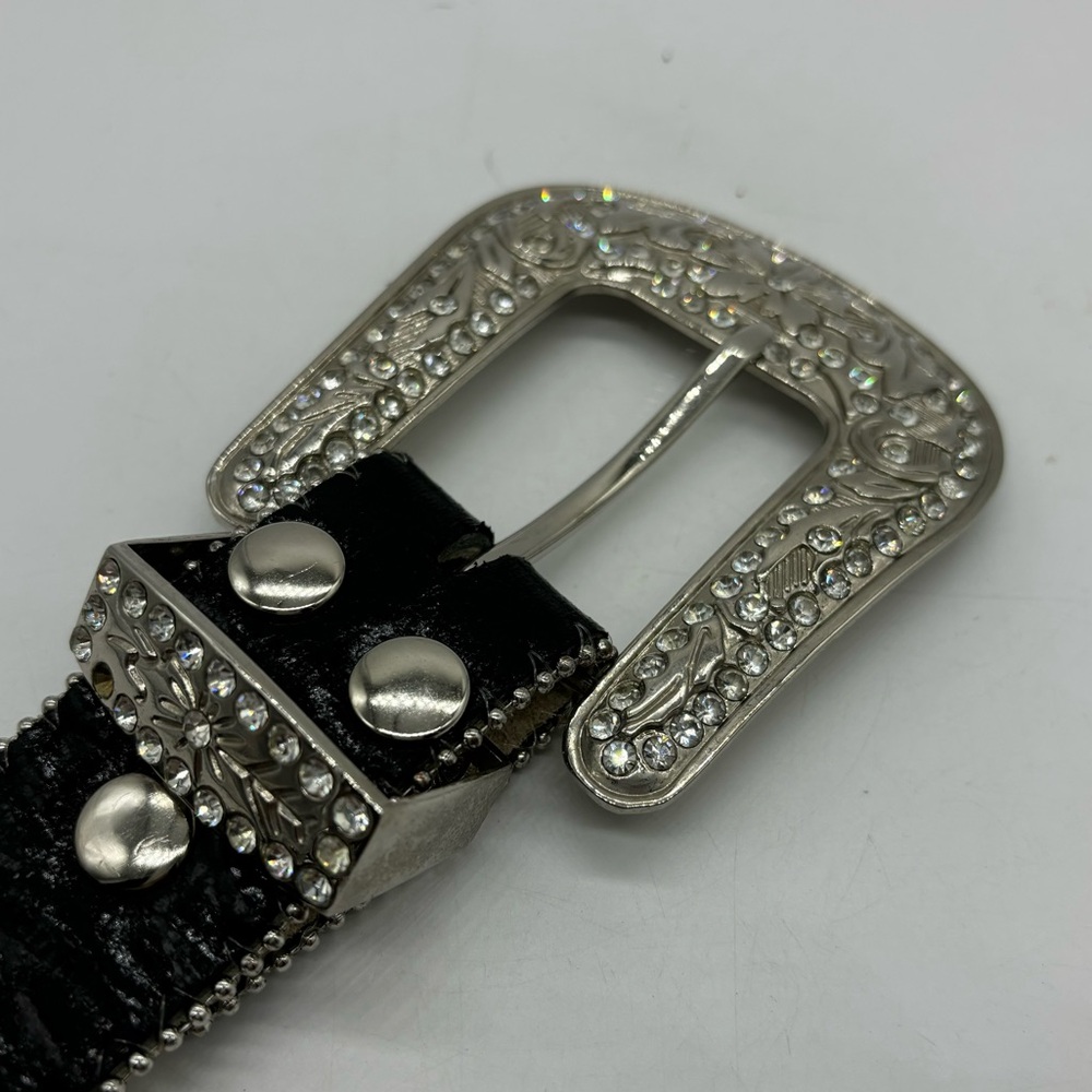 Blazin Roxx Womens M Belt Black Leather Rhinestone Horseshoe Bling Cowgirl - Picture 8 of 8